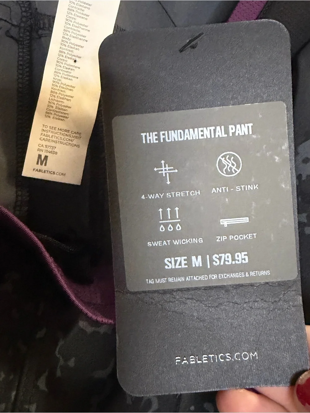 Fabletics Mens The Fundamental Pant  Black Camo Joggers Medium NWT
